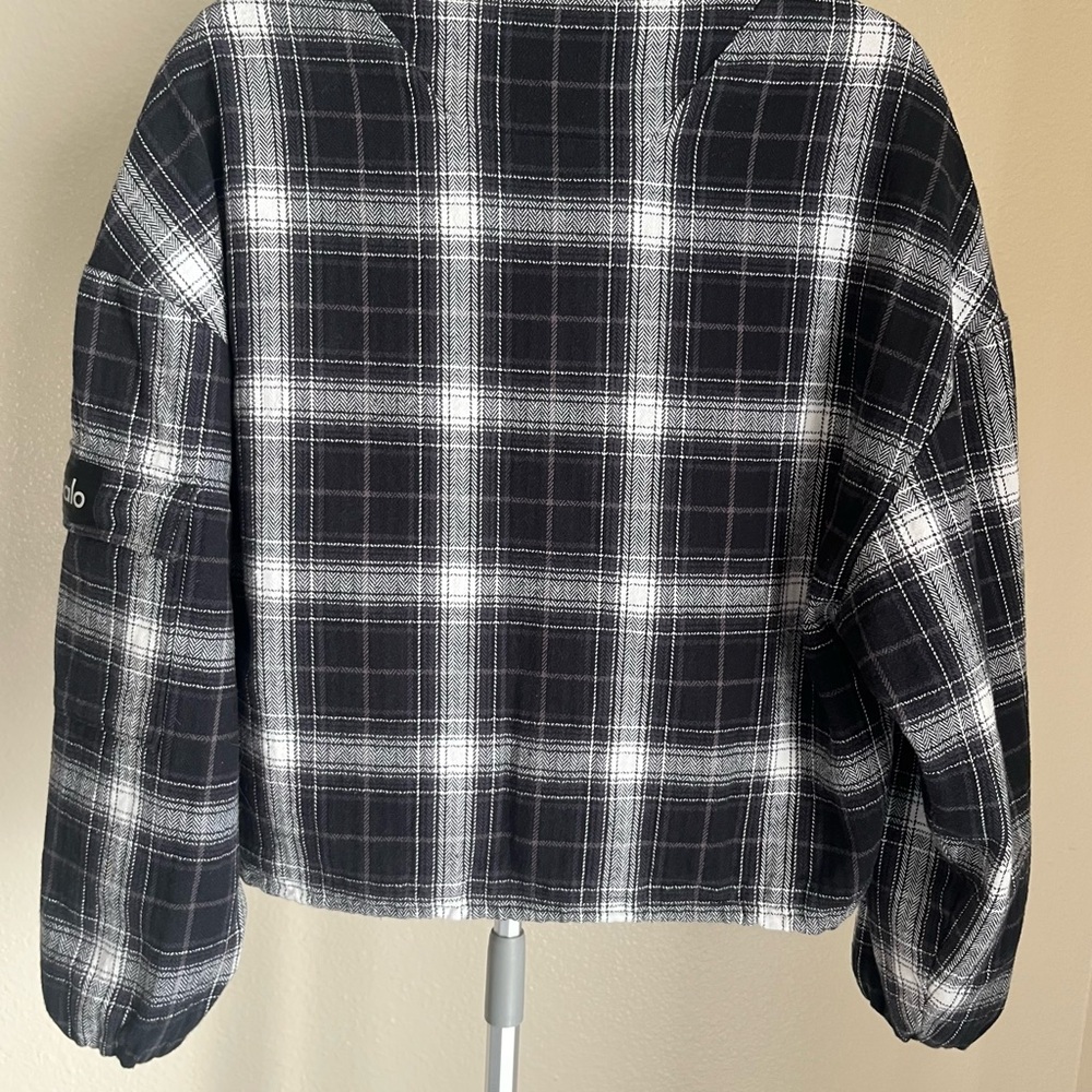 ALO YOGA Heritage Plaid Bomber Jacket In Black/ White Size S - Picture 6 of 12